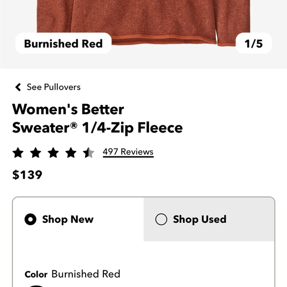 Patagonia Women's Better Sweater 1/4 Zip Fleece Long Sleeve Burnished Red Small - Picture 11 of 13
